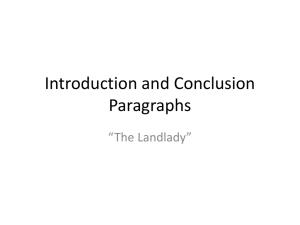 Introduction and conclusion Paragraph Landlady