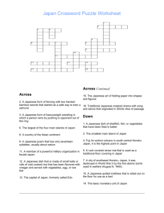 Japan Crossword Puzzle Worksheet