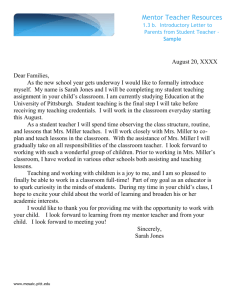 Template: Introductory Letter to Parents from Student Teacher