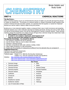 Unit 4: Chemical Reactions Binder Bulletin