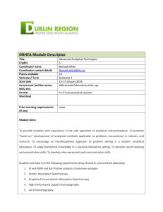 DRHEA Module Descriptor Title Advanced Analytical Techniques