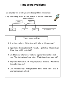 Time Word Problems - Primary Resources