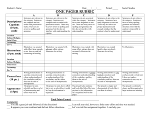 ONE PAGER RUBRIC