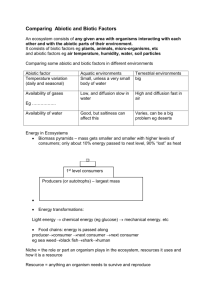Comparing Abiotic and Biotic Factors