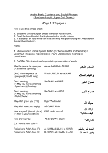 Arabic Courtesy and Social Phrases (Cairo, Egypt Dialect)