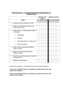 Self/Tutor Summary Assessment of Assignment 3c –Individual
