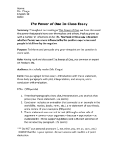 The Power of One In-Class Essay