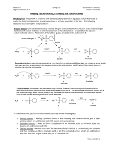 Hinsberg Test for Primary, Secondary and Tertiary Amines