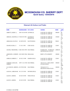 Warrant List - McDonough County Sheriff's Office
