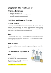 Chapter 20 The First Law of Thermodynamics