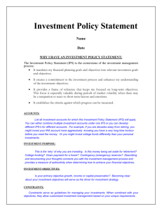 Investment Policy Statement (IPS) – Sample