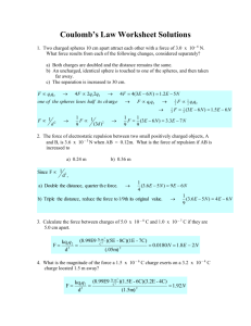 Coulomb's Law Problems - Physics-YISS