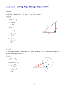 Section 2.3 – Solving Right Triangle Trigonometry