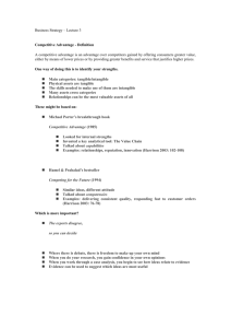 Business Strategy – Lecture 3 – Worksheet