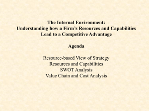 The Internal Analysis and Competitive Strategy