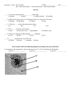 Astronomy - Final – Review Sheet NAME: PD: ______ Sun – Inner