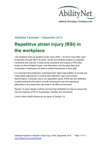 RSI Dealing with Repetitive Strain Injury in the workplace