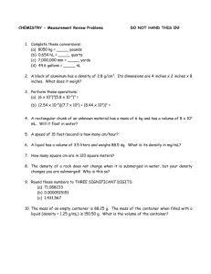 CHEMISTRY - Special Measurement Problems NAME: