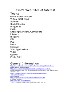 Elise's Web Sites of Interest Topics: General Information Virtual Field