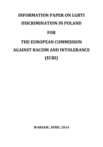 INFORMATION PAPER ON LGBTI DISCRIMINATION IN POLAND FOR THE EUROPEAN COMMISSION