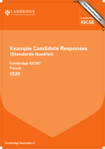 Example Candidate Responses (Standards Booklet) 0520 Cambridge IGCSE