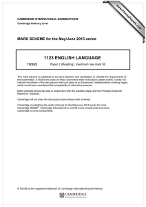 1123 ENGLISH LANGUAGE  MARK SCHEME for the May/June 2015 series