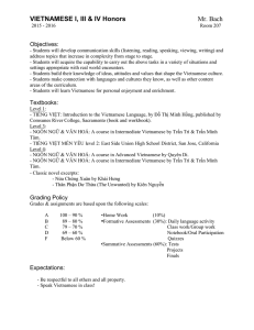 VIETNAMESE I, III &amp; IV Honors