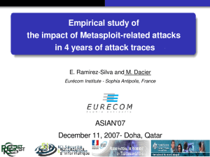 Empirical study of  the impact of Metasploit­related attacks  in 4 years of attack traces ASIAN'07