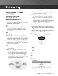 Answer Key Unit 4  Animals: Structure and Function