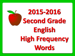 2015-2016 Second Grade English High Frequency