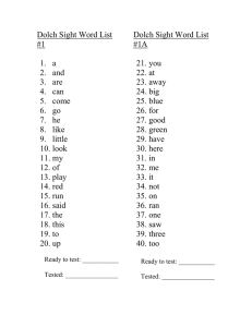 Dolch Sight Word List #1 #1A
