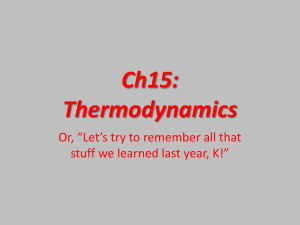 Ch15: Thermodynamics Or, “Let’s try to remember all that