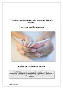 Teaching Sight Vocabulary and Improving Reading Fluency A