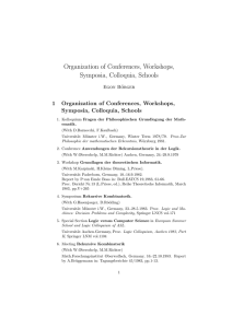 Organization of Conferences, Workshops, Symposia, Colloquia