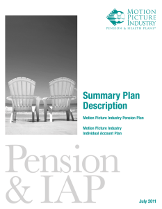 Summary Plan Description - Motion Picture Industry Pension