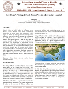 How China's "String of Pearls Project" would affect India's security