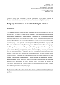 Language Maintenance in Bi- and Multilingual Families - by Nicky Lindecrantz