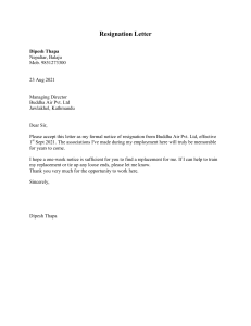 Sample resignation letter 1